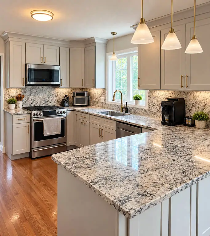 Attleboro, MA $10K Kitchen Upgrades with new Shaker cabinets and stone countertop