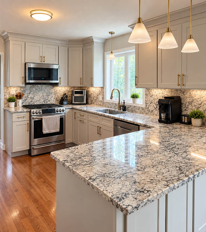Attleboro, MA $10K Kitchen Upgrades with new Shaker cabinets and stone countertop
