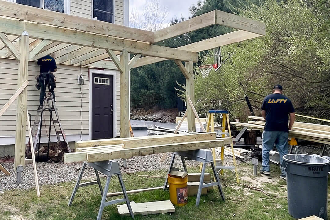 Lofty Built deck construction crew