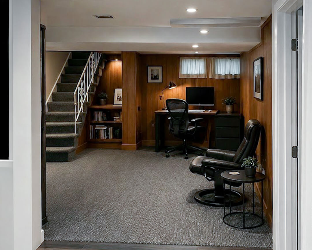 Finished basement home office