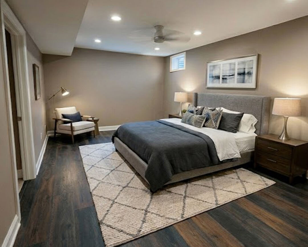Finished basement bedroom