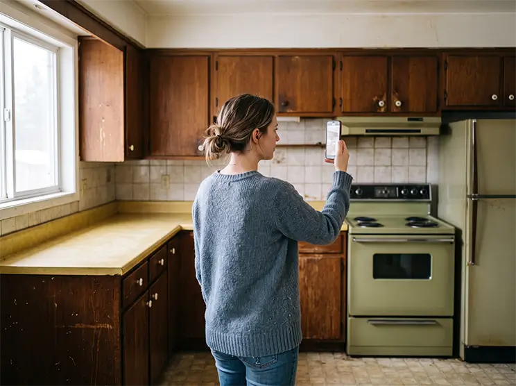 Recording a kitchen walkthrough with the Tally app