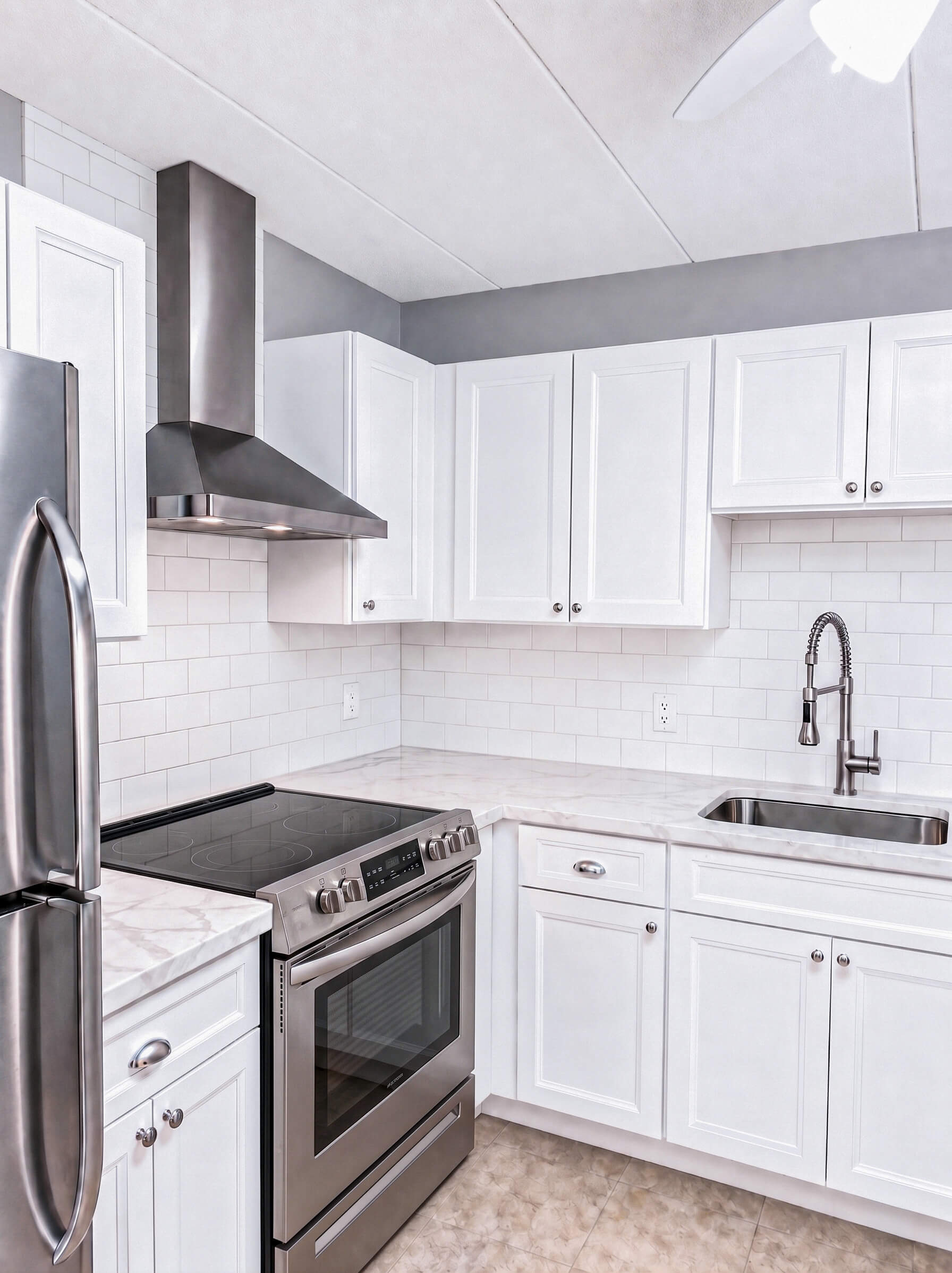 Finish — Kitchen Renovation with White Oxford Cabinets | Shrewsbury, MA