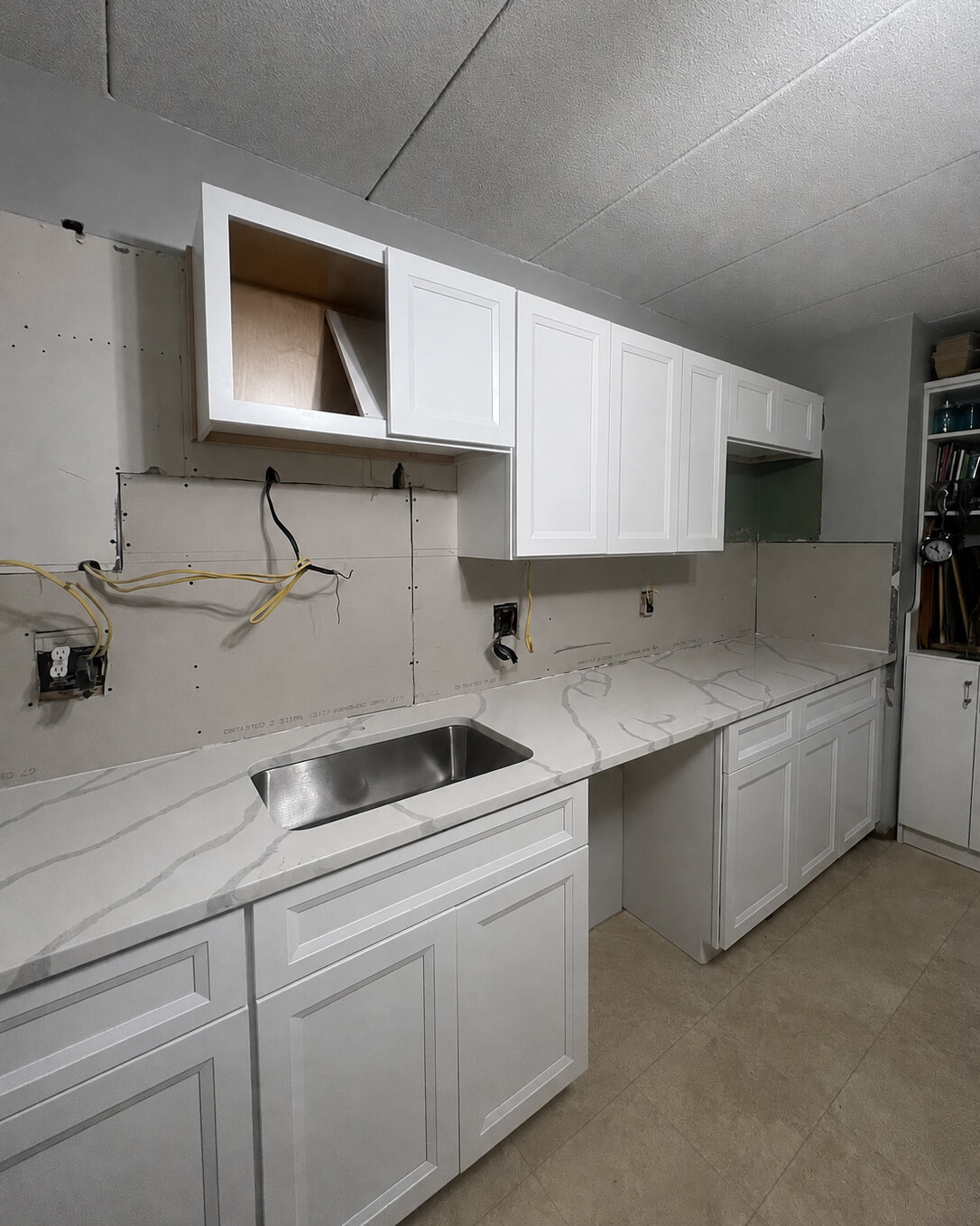 Build — Kitchen Renovation with White Oxford Cabinets | Shrewsbury, MA
