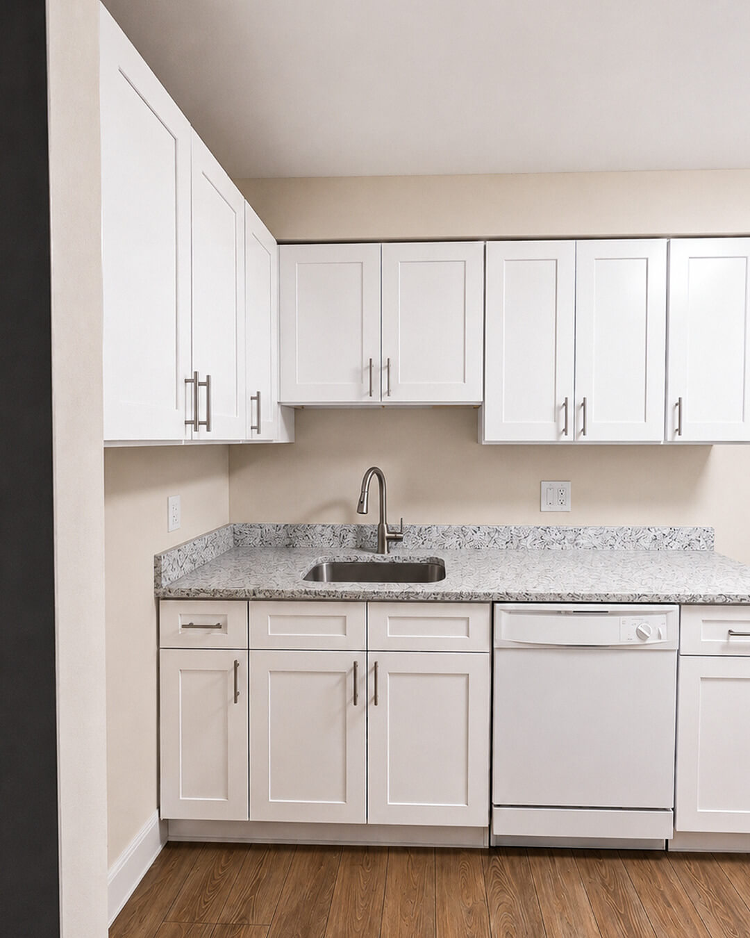 Finish — Kitchen Renovation with Valle Nevado Granite Countertops | Canton, MA