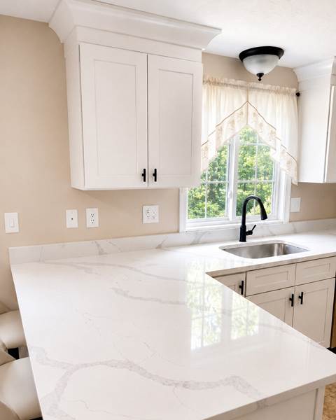 Finish — $10K Kitchen Refresh with Calacatta Idillio Quartz | North Attleboro, MA