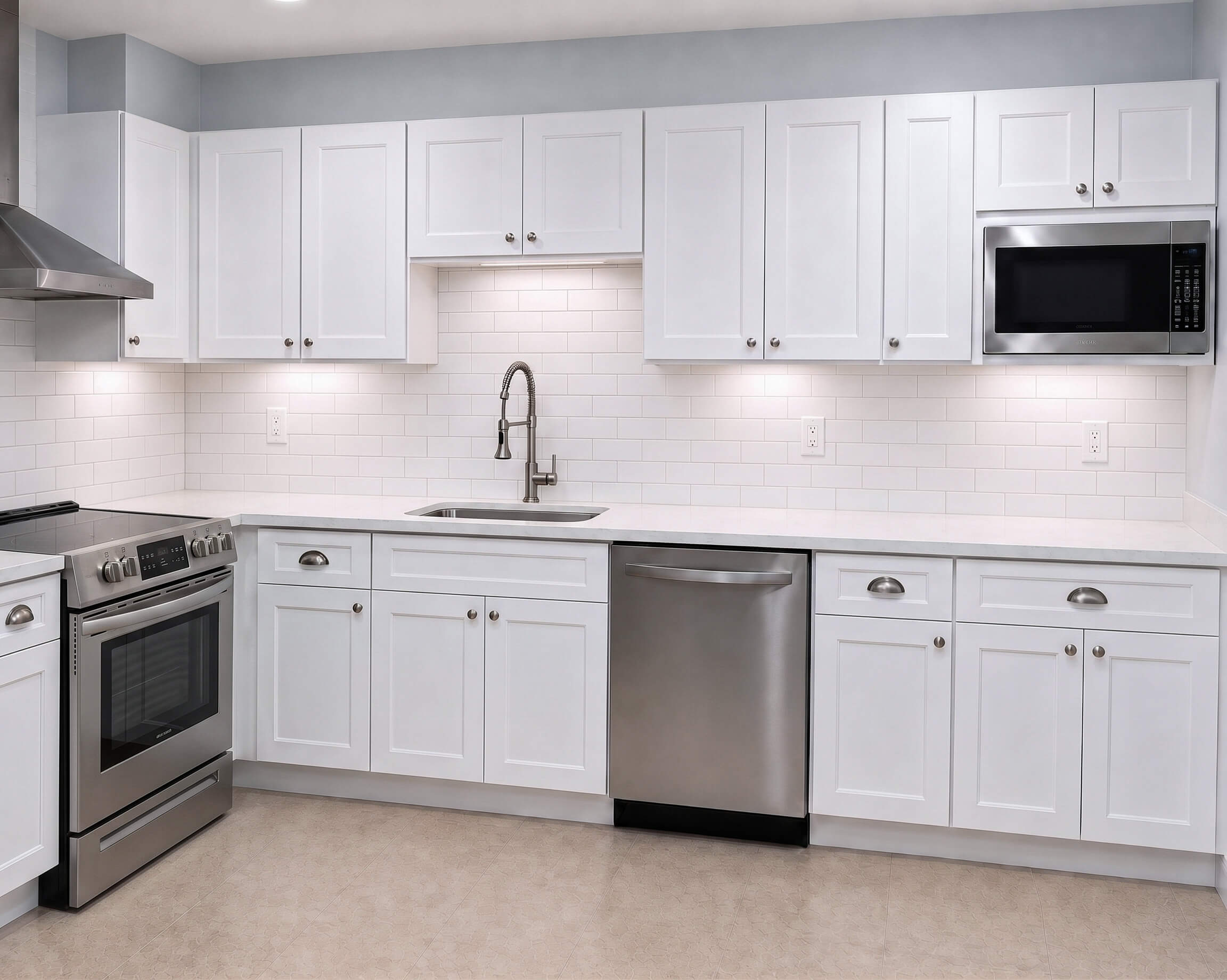 Kitchen Renovation with White Oxford Cabinets | Shrewsbury, MA