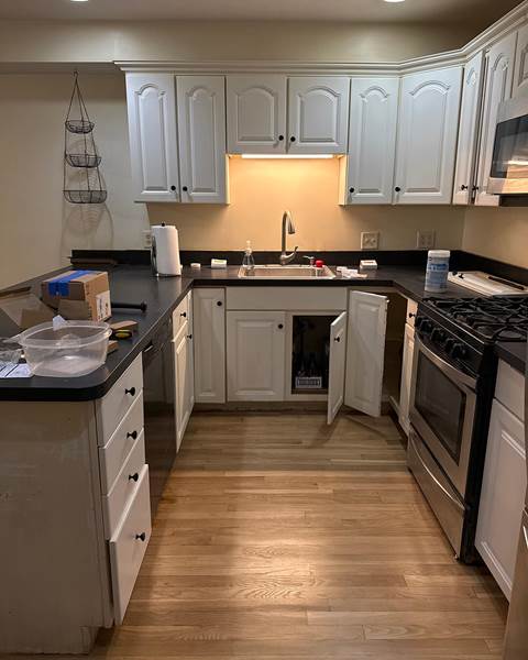 Before — $10K Kitchen Refresh with Two-Tone Shaker Cabinets