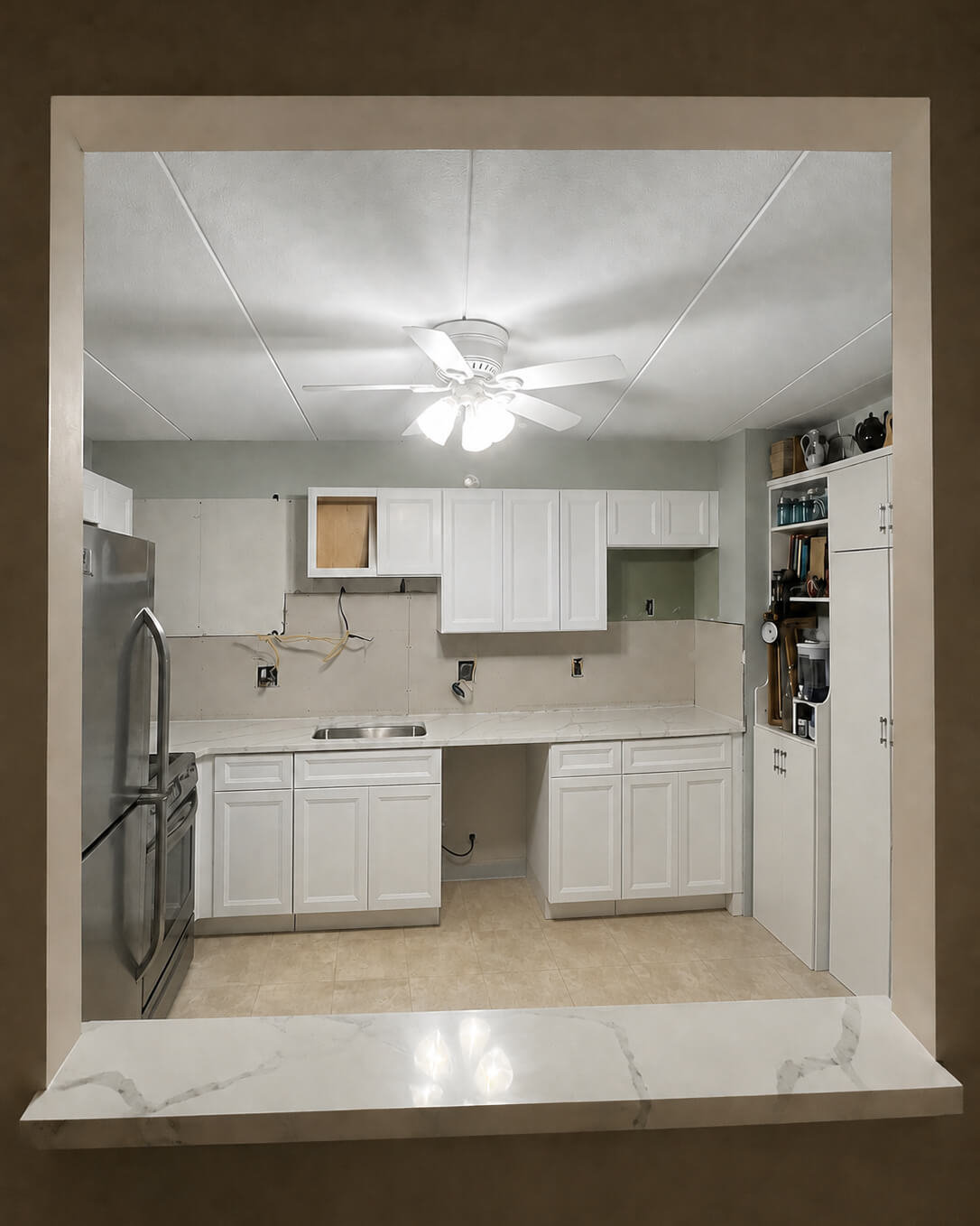 Build — Kitchen Renovation with White Oxford Cabinets | Shrewsbury, MA